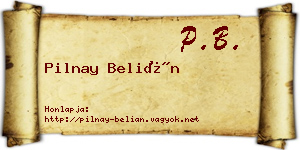 Pilnay Belián névjegykártya